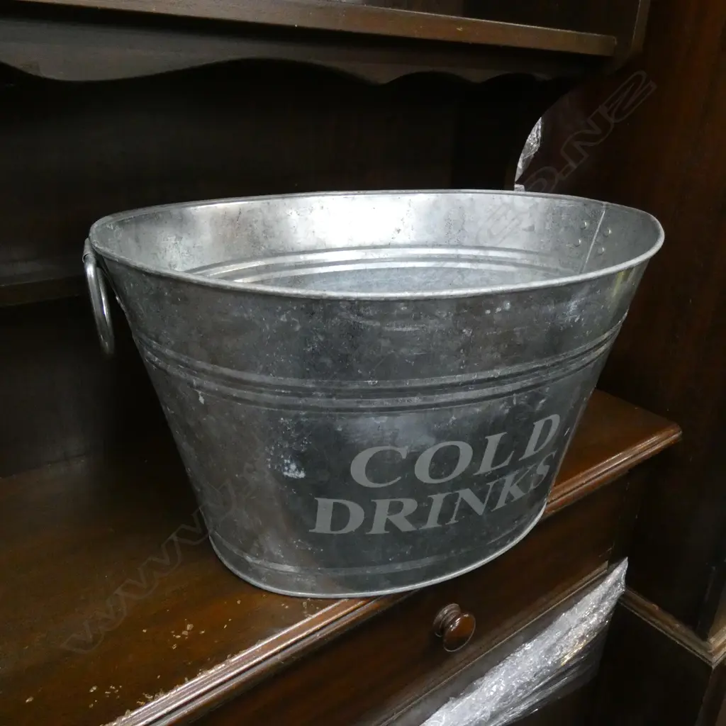 'COLD DRINKS' GALVINISED METAL ICE BIN W.470MM Image 1++