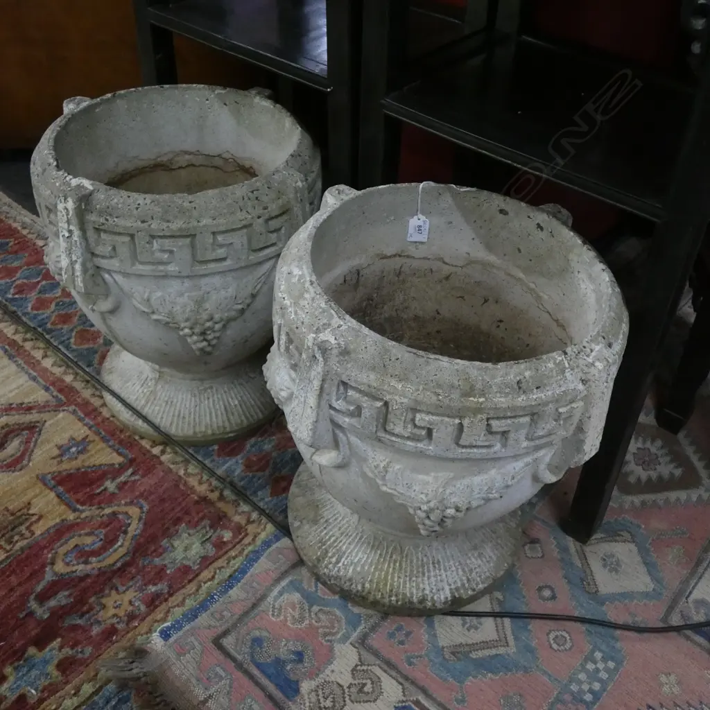 PR CONCRETE GARDEN POTS GREEK KEY DESIGN H.420mm Image 1++