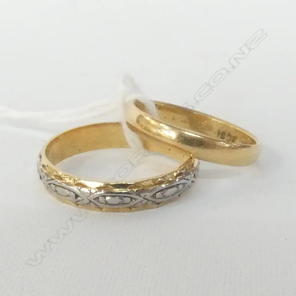 2 18CT RINGS; 1 w. PALLADIUM 5.1gms Image 1++