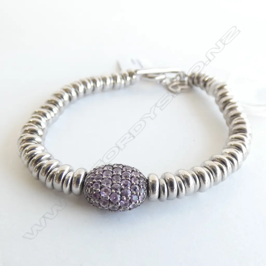 SILVER AND PINK CZ BRACELET Image 1++
