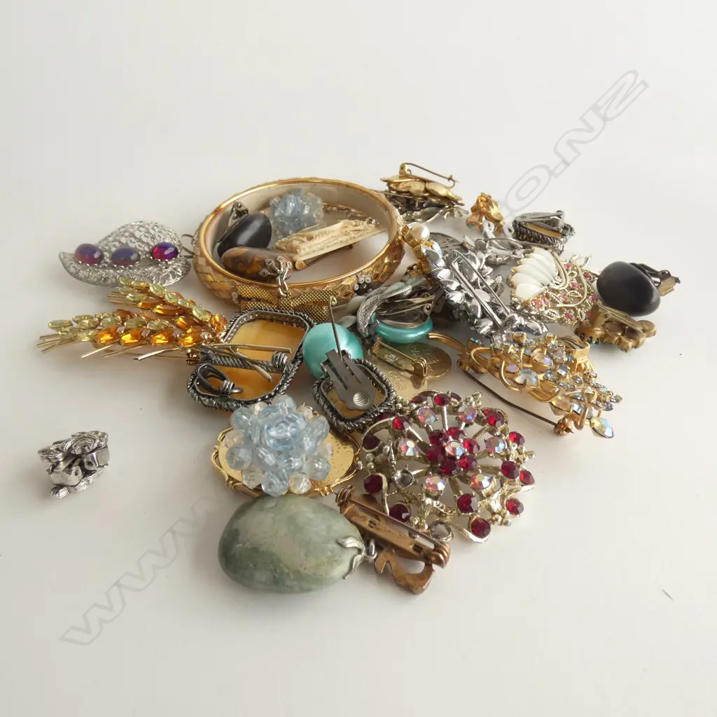 BAG ASST. COSTUME BROOCHES & EARRINGS ETC Image 1++
