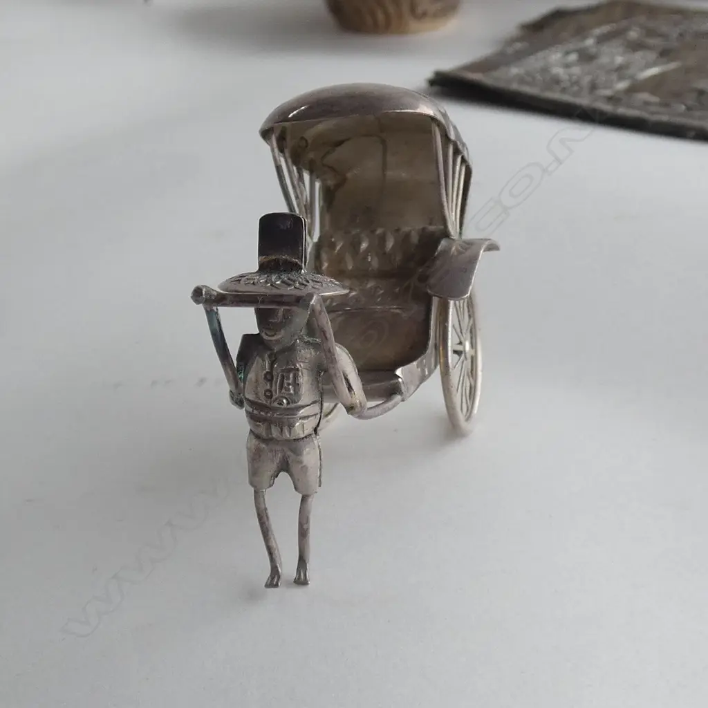 SMALL STG SILVER DISH B'HAM 1902 + STG RICKSHAW & BOAT 44 gms+ STG BRUSH + STG BIBLE COVER Image 1++