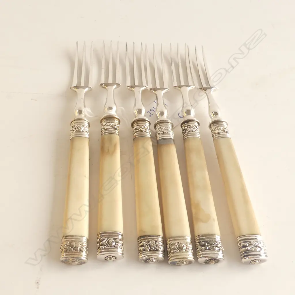 6 IVORY HANDLED FORKS Image 1++