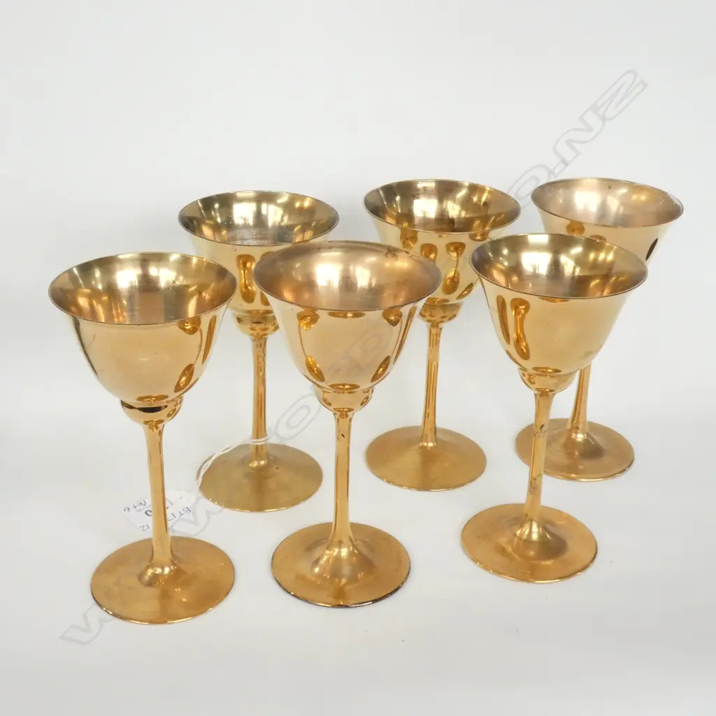 6 GOLD GLASS WINE GLASSES H.145mm + 2 BRANDY BALLOONS Image 1++