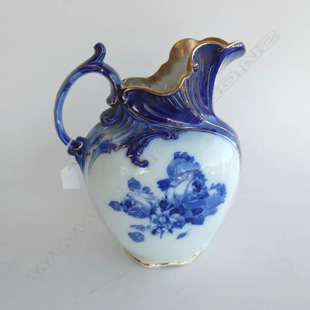 LGE DOULTON BURSLEM GLOIRE DE DIJON JUG w GOLD GILD H.320mm  LGE CHIP TO BASE RIM Image 1++