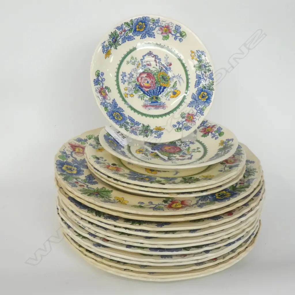 12 MASONS 'STRATHMORE' SALAD PLATES, 3 SIDE PLATES & 2 SAUCERS - SOME A.F Image 1++