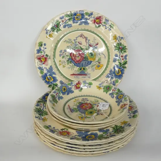 7 MASONS 'STRATHMORE' DINNER PLATES & 3 SHALLOW BOWLS - A.F