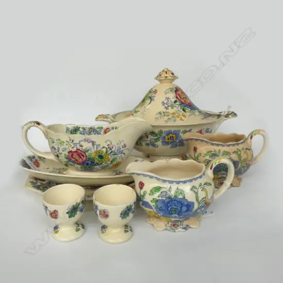 MASONS 'STRATHMORE' ASST PCS; TUREEN, GRAVY JUG & PLATE / JUGS, PLATE ETC..SOME A.F