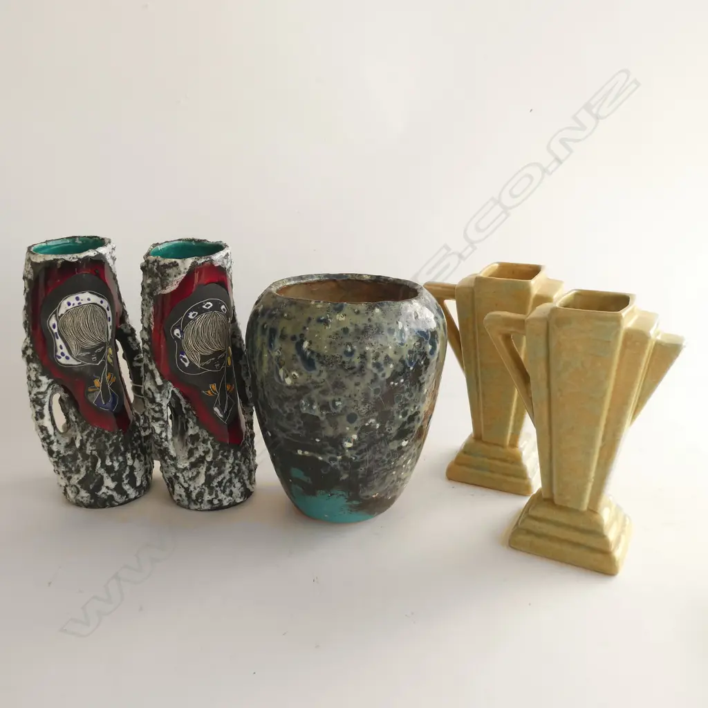 5 MID 20thC VASES; PR DECO, PR w. CHILDREN, OTHER H.170mm Image 1++