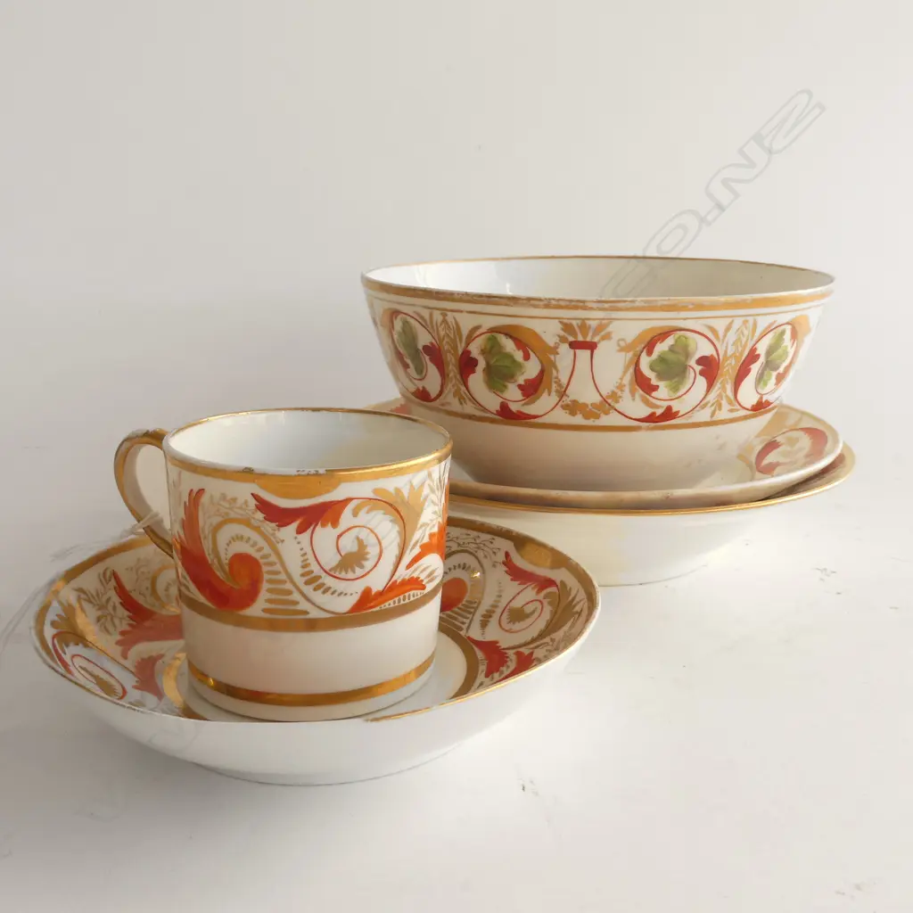 5 PCES 19thC DERBY; C/S, BOWL, 2 PLATES 190mm dia Image 1++