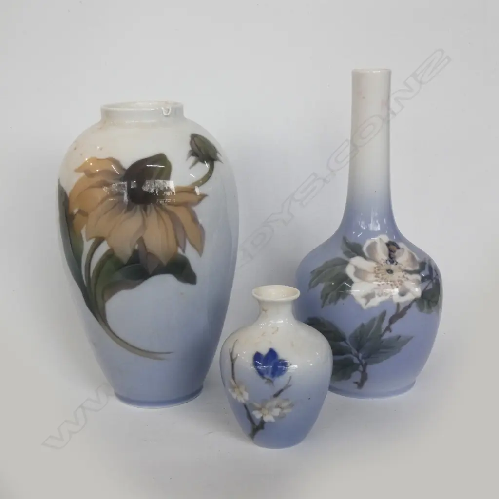 3 ROYAL COPENHAGEN VASES Image 1++