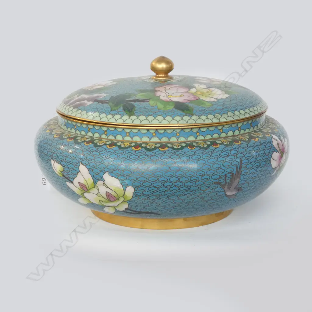 LGE CLOISONNE LIDDED BOWL DIA 260mm Image 1++