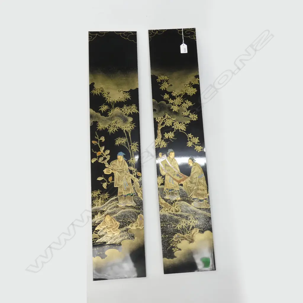 PR GOLD PAINTED PANELS WITH SHELL INLAY H.870 W.175 x 2 Image 1++