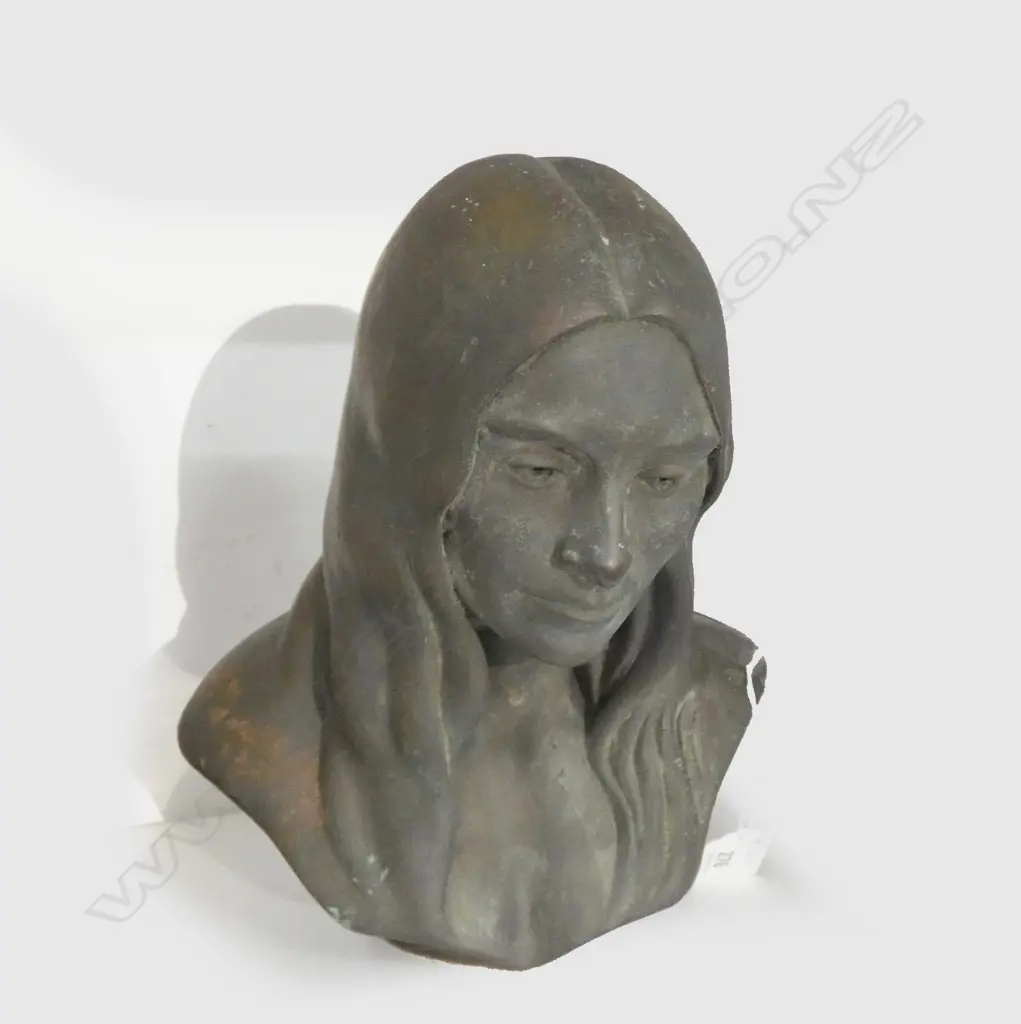 RODERICK BURGESS SOLID BRONZE BUST YOUNG LADY MID. 1970s H.230mm Image 1++