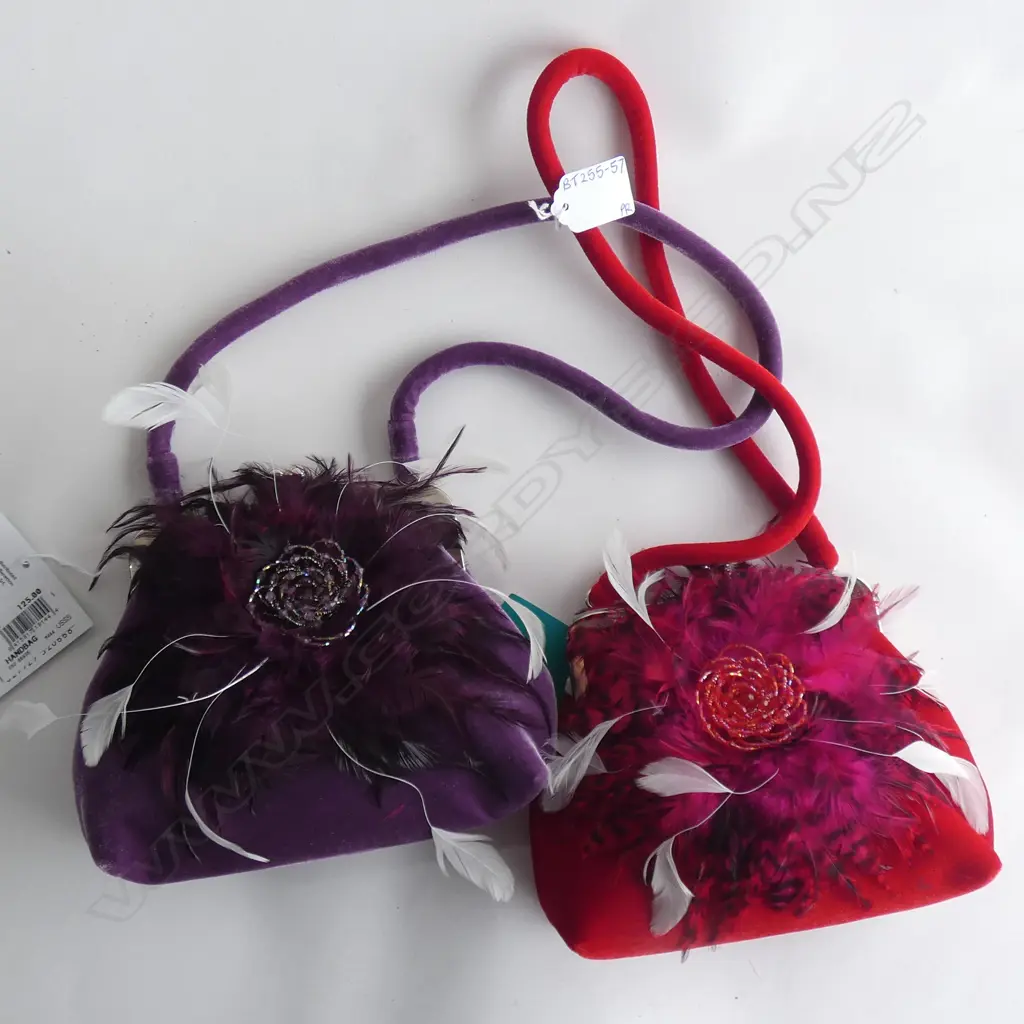 2 UNITED COLOURS OF BENETTON BAGS; 1 RED / 1 PURPLE - STILL HAVE SWING TAGS ATTCH .... Image 1++