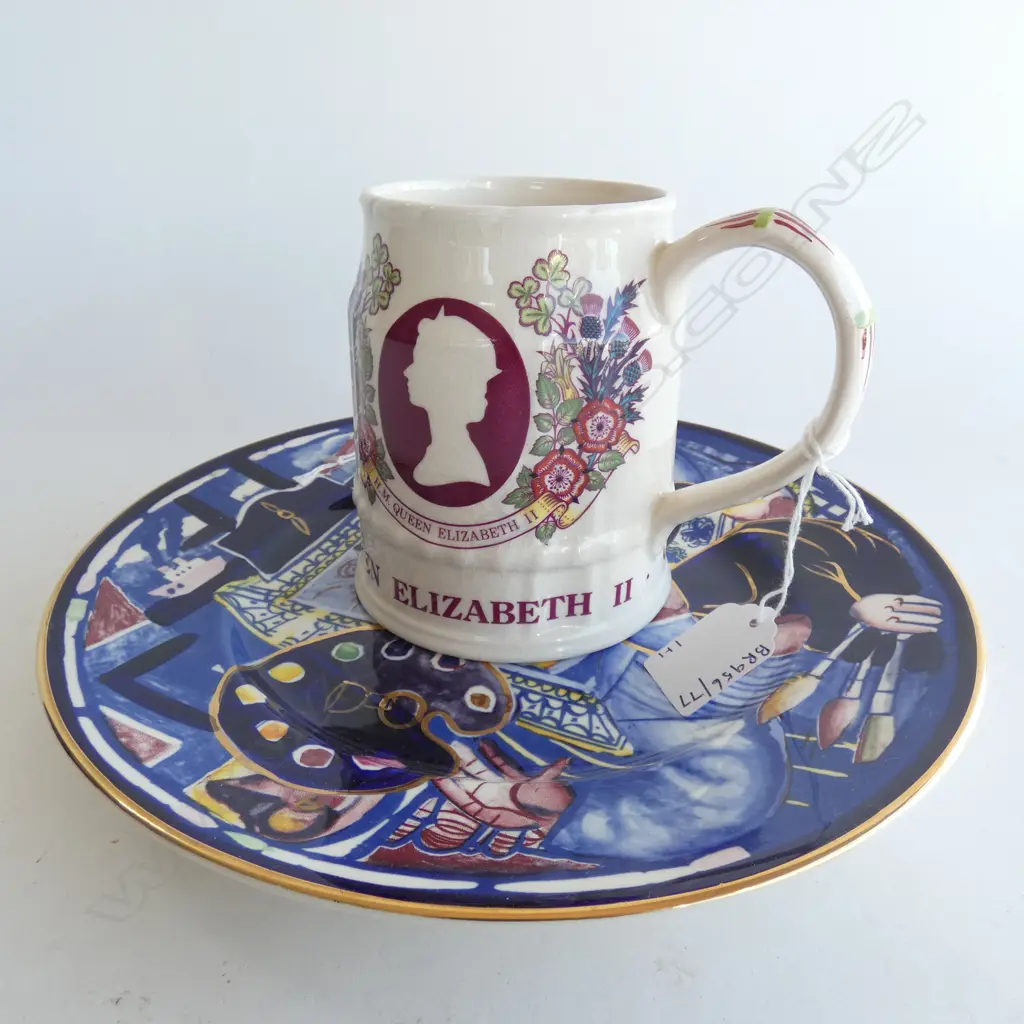 MASONS IRONSTONE MICK ROMLEY PLATE & QEII MUG Image 1++