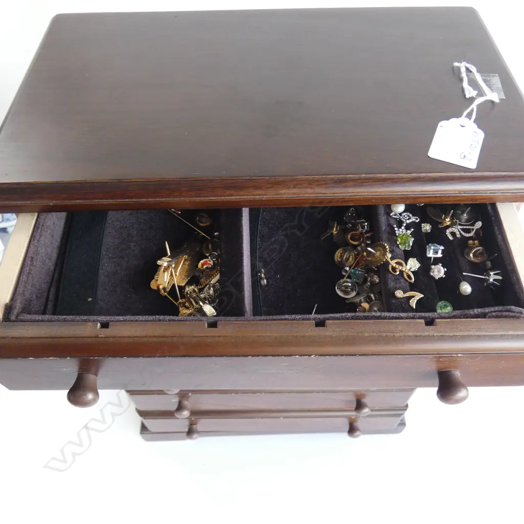 6 DRAWER JEWEL CHEST INCLUDES CUFF LINKS ETC Image 1++