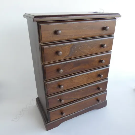 6 DRAWER JEWEL CHEST INCLUDES CUFF LINKS ETC