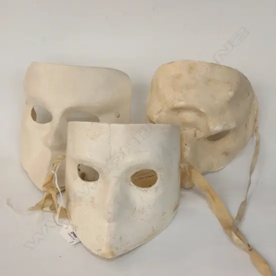 3 'CARTA PESTO' (PAPIER MACHE) CARNIVAL MASKS HAND MADE IN VENICE