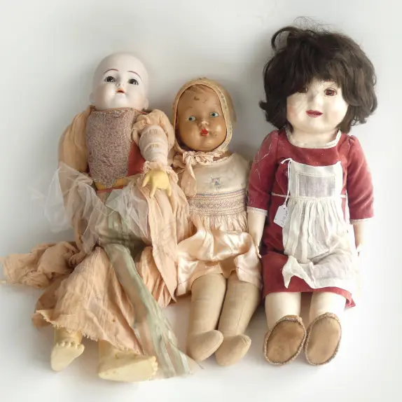 3 LARGE VINTAGE DOLLS L.600mm Image 1++