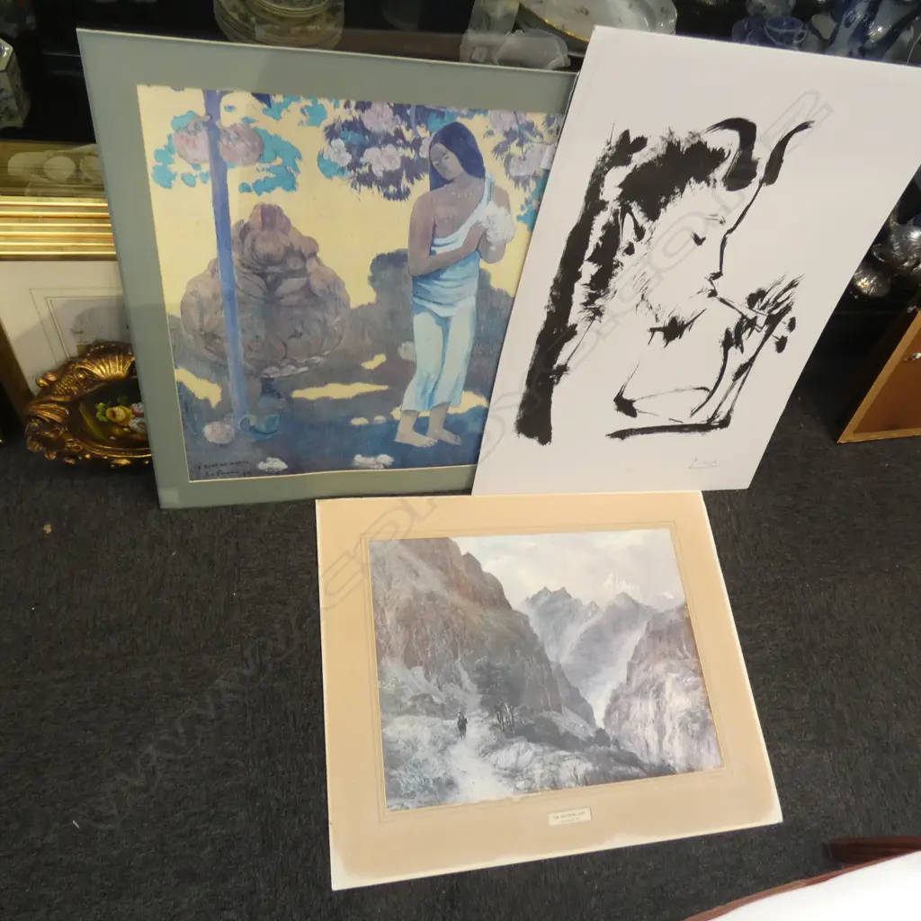 3 ASST UNFRAMED PRINTS - PICASSO / GAUGUIN / HOYTE Image 1++