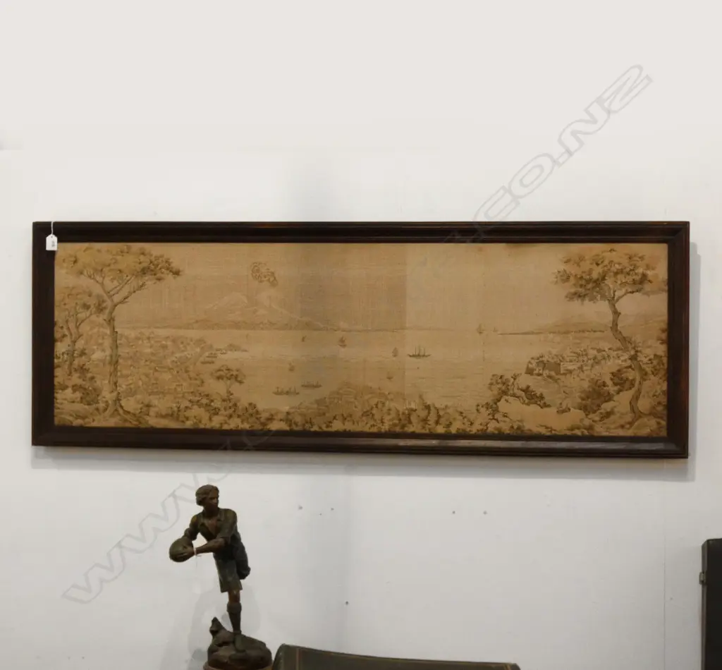 LARGE TAPESTRY LANDSCAPE IN OAK FRAME 420 x 1400mm Image 1++