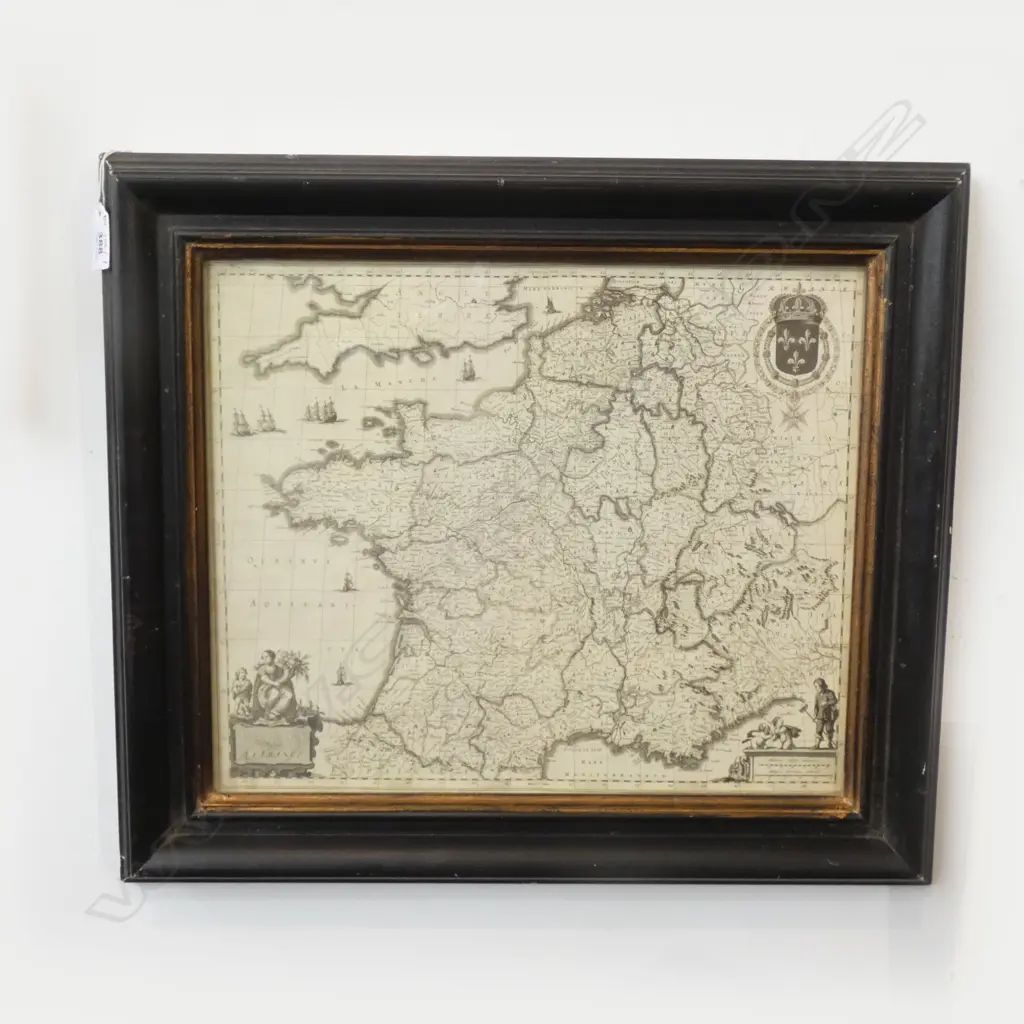FRAMED OLD MAP OF FRANCE 310 x 370mm Image 1++