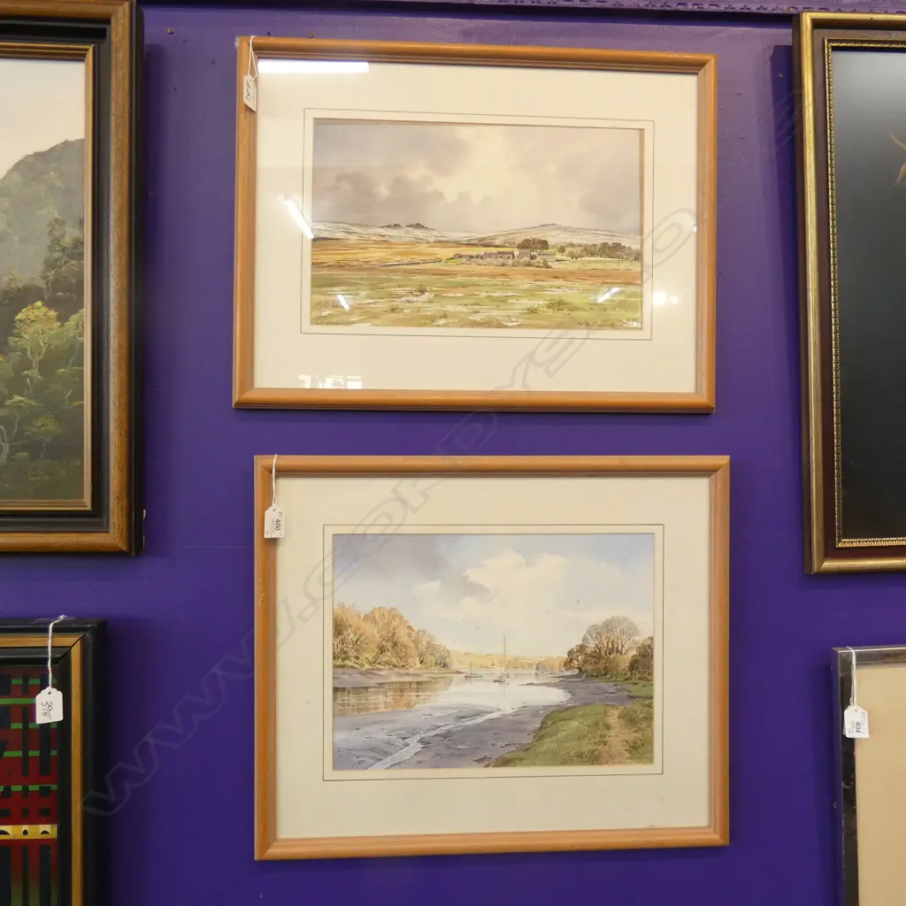 2x W/Cs BY RICHARD HORWOOD 'BOW CREEK' & ENGLISH LANSCAPE 235 x 390mm Image 1++