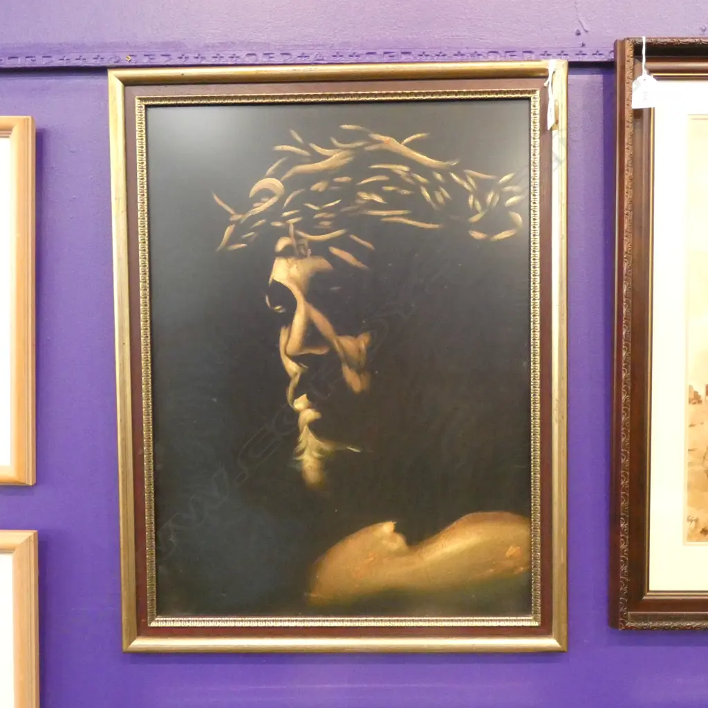 PASTEL ON BOARD - JESUS WITH CROWN OF THORNS 430 x 590mm. Image 1++