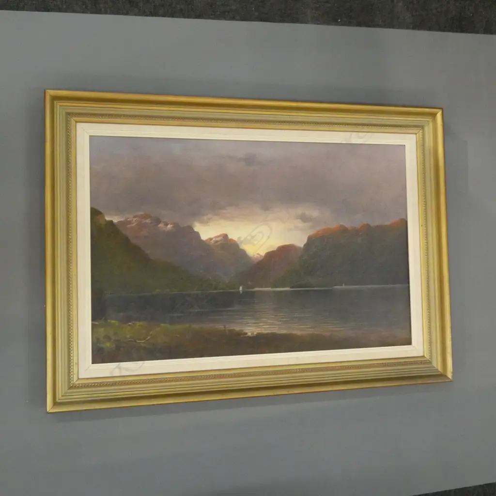 JOHN DOUGLAS PERRETT, 'EVENING, LAKE WANAKA' SIGNED, OIL 500 x 750mm Image 1++