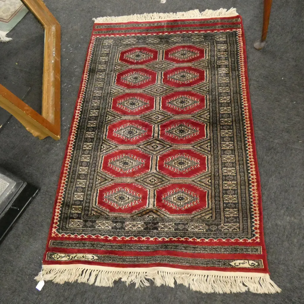 HAND KNOTTED WOOL PILE RED RUG 1550 x 890mm Image 1++