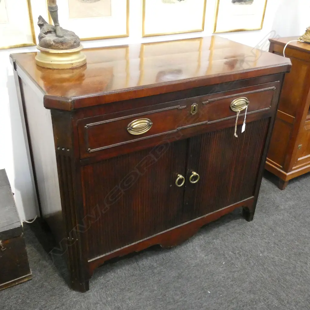 REGENCY MAHOGANY TAMBOUR FRONT CUPBOARD... Image 1++