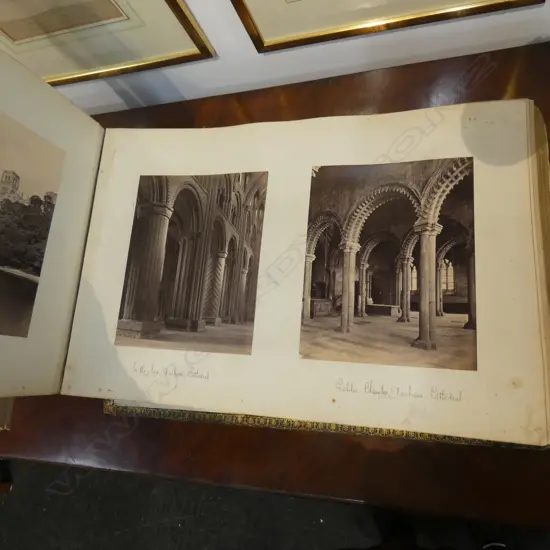 LARGE EARLY PHOTOGRAPH ALBUM; ARCHITECTURE INTEREST; ENGLISH CHURCHES, COUNTRY HOUSES