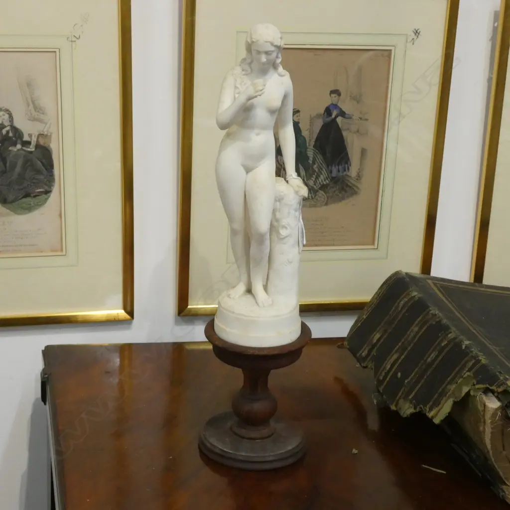VINTAGE FIGURE OF EVE ON WOODEN PLINTH H 440mm. Image 1++