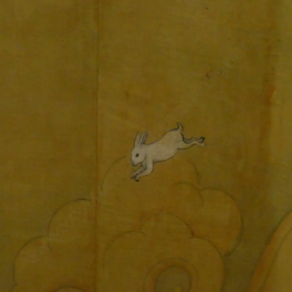 LGE FRAMED CHINESE ARTWORK,  PAPER ON BACKING BOARD, SOME DAMAGE TO FRAME, 2220 x 1450mm. Image 1++