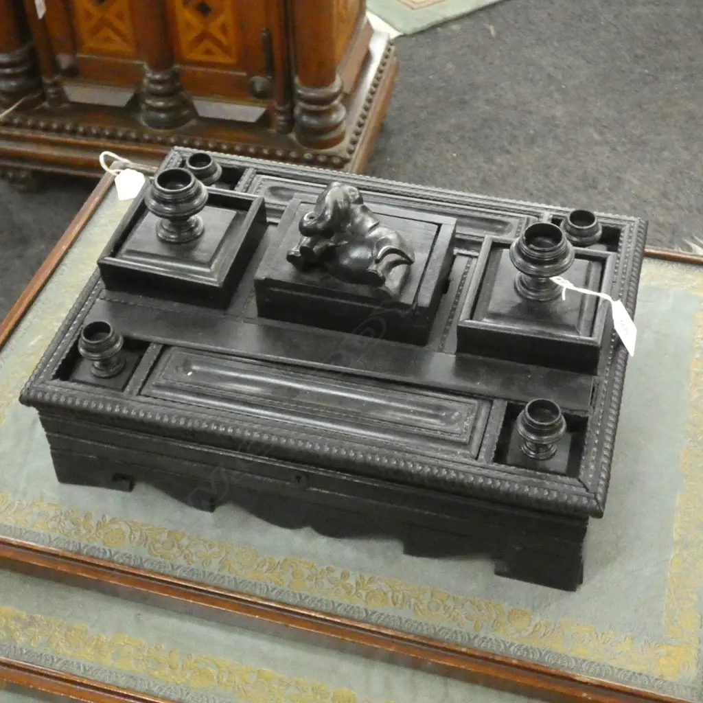 CARVED WOODEN BLACK STAINED WRITING SET 360 x 260mm Image 1++