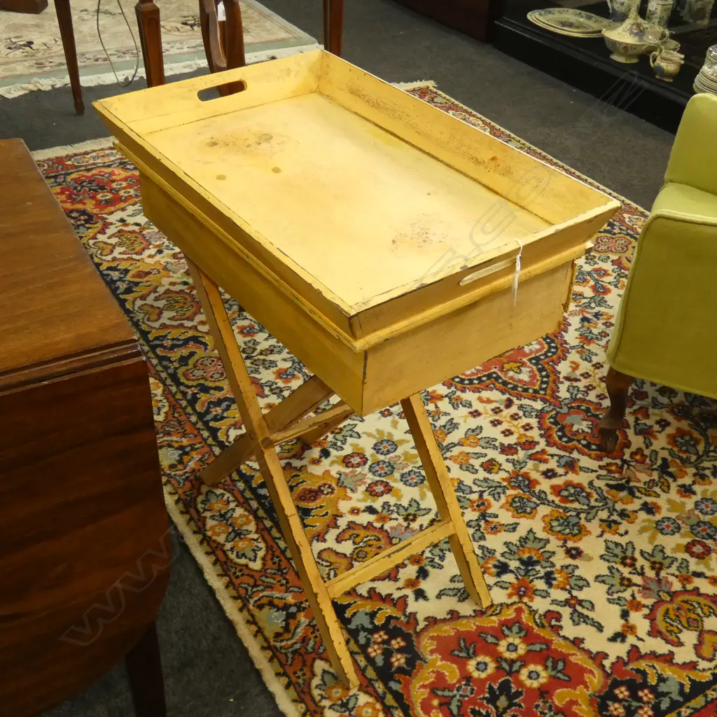 RUSTIC FOLDING YELLOW TRAY TABLE 640 x 400 x 750mm... Image 1++