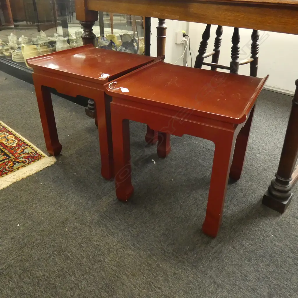 PR ORIENTAL RED LACQUER TABLES 505 x 450mm. Image 1++