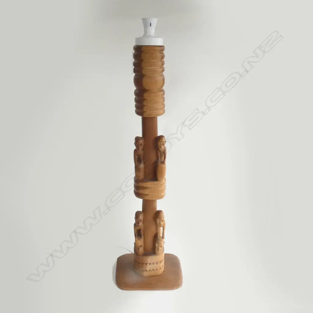 TALL CARVED WOODEN AFRICAN LAMP BASE H.970mm Image 1++