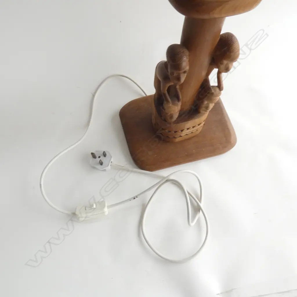 TALL CARVED WOODEN AFRICAN LAMP BASE H.970mm Image 1++