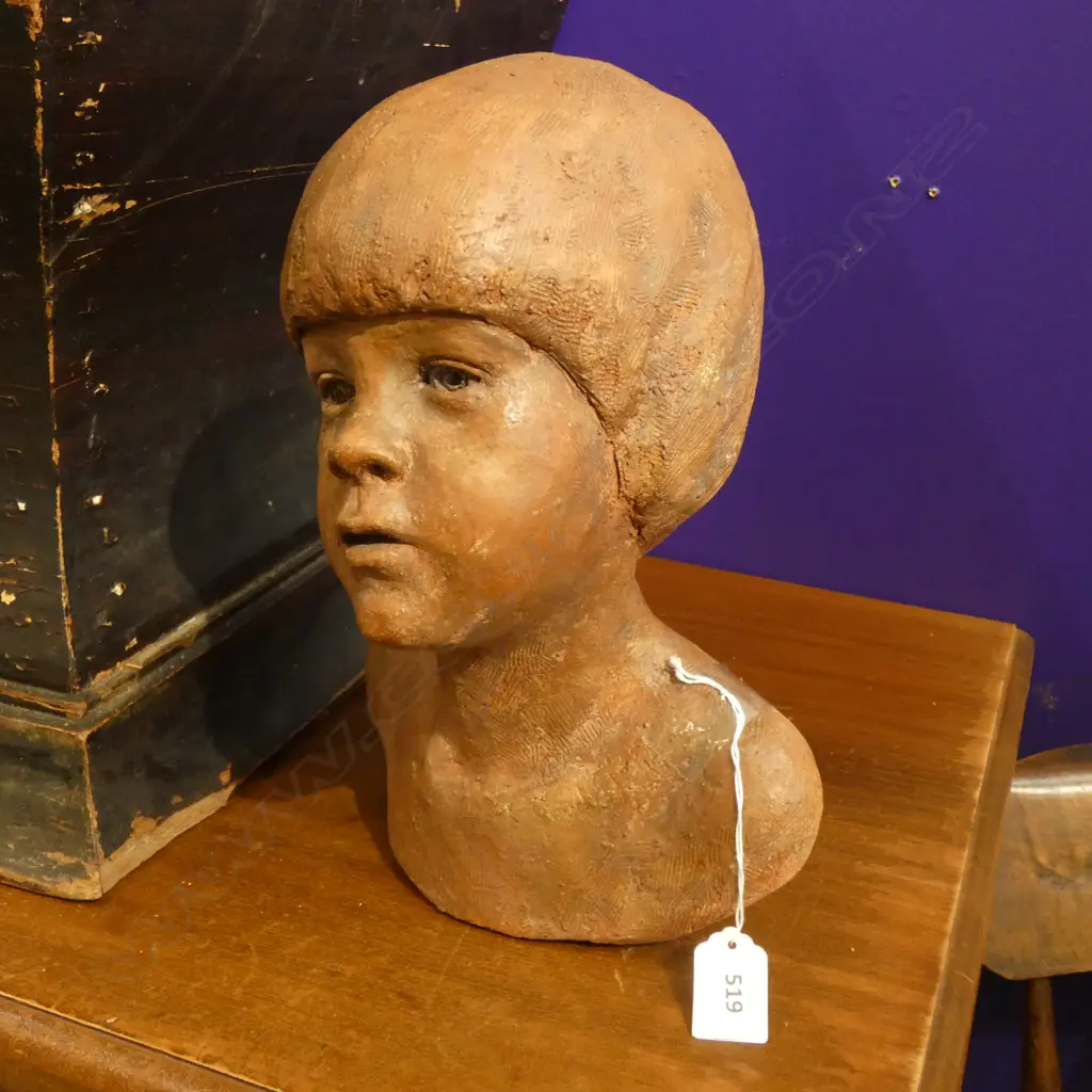 PR TERRACOTTA SCULPTURES; BUST OF BOY & GIRL H.300mm. Image 1++