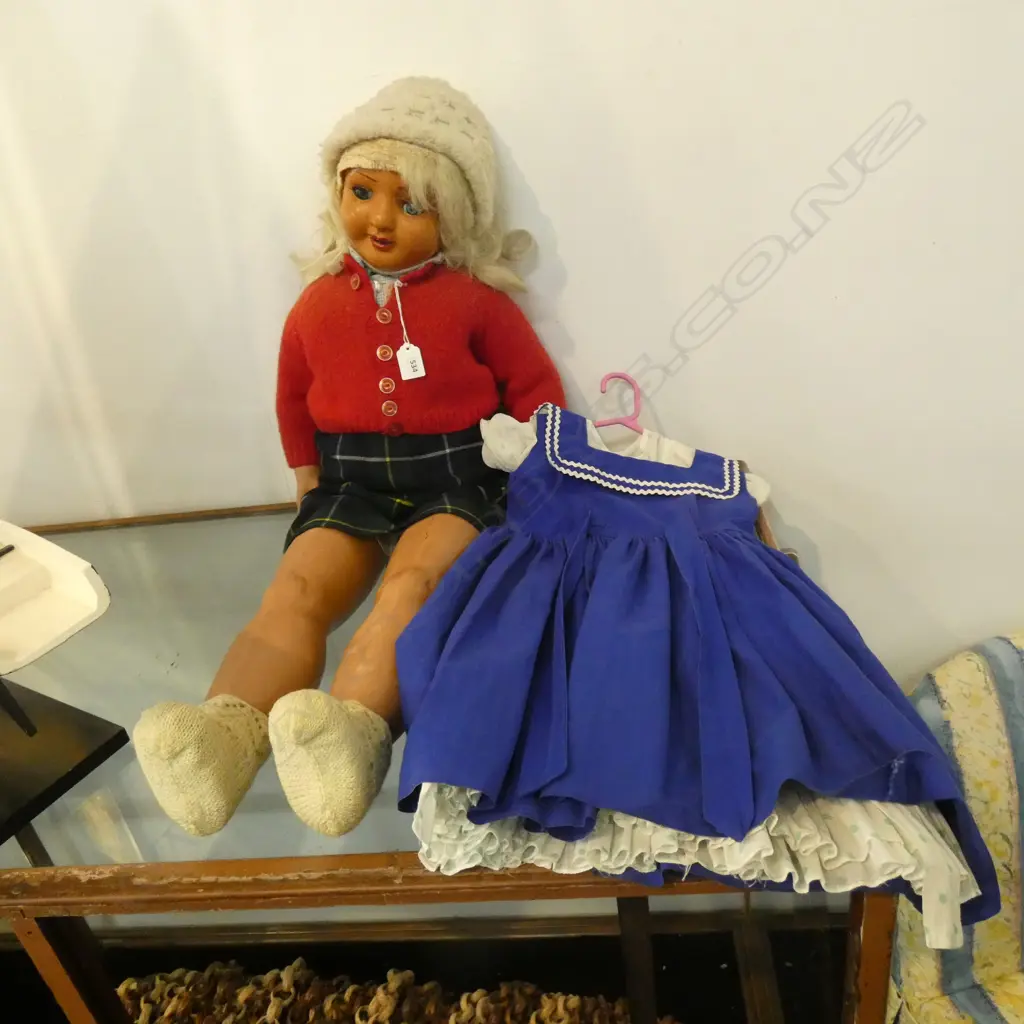 TALL VINTAGE COMPOSITE DOLL H 900mm PLUS 2 SPARE DRESSES... Image 1++