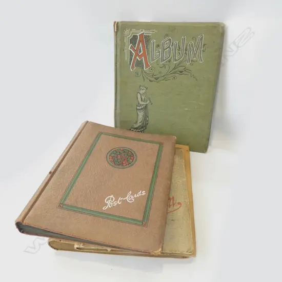 3 BLANK EDWARDIAN POST CARD ALBUMS + CIGARETTE CARD ALBUM