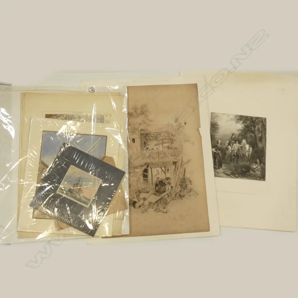 COLLECTION VICTORIAN PENCIL DRAWINGS, TOPOGRAPHICAL WATER COLOUR & LITHOGRAPHS Image 1++