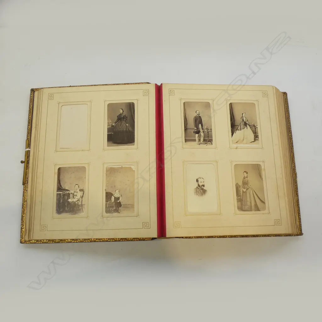 LEATHER BOUND FAMILY PHOTO ALBUM C.1850 Image 1++
