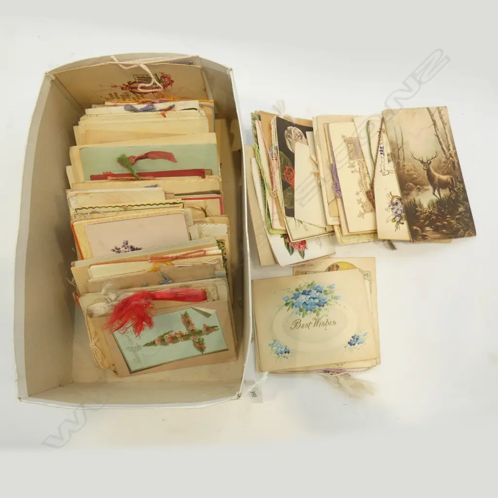 BOX OF DECORATIVE GREETING CARDS C.1910 Image 1++