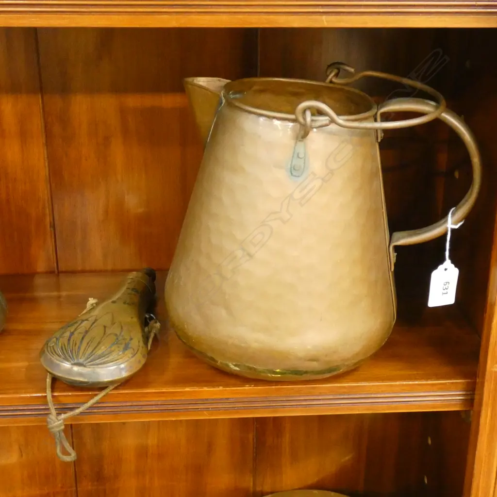 LARGE COPPER JUG & POWDER FLASK Image 1++