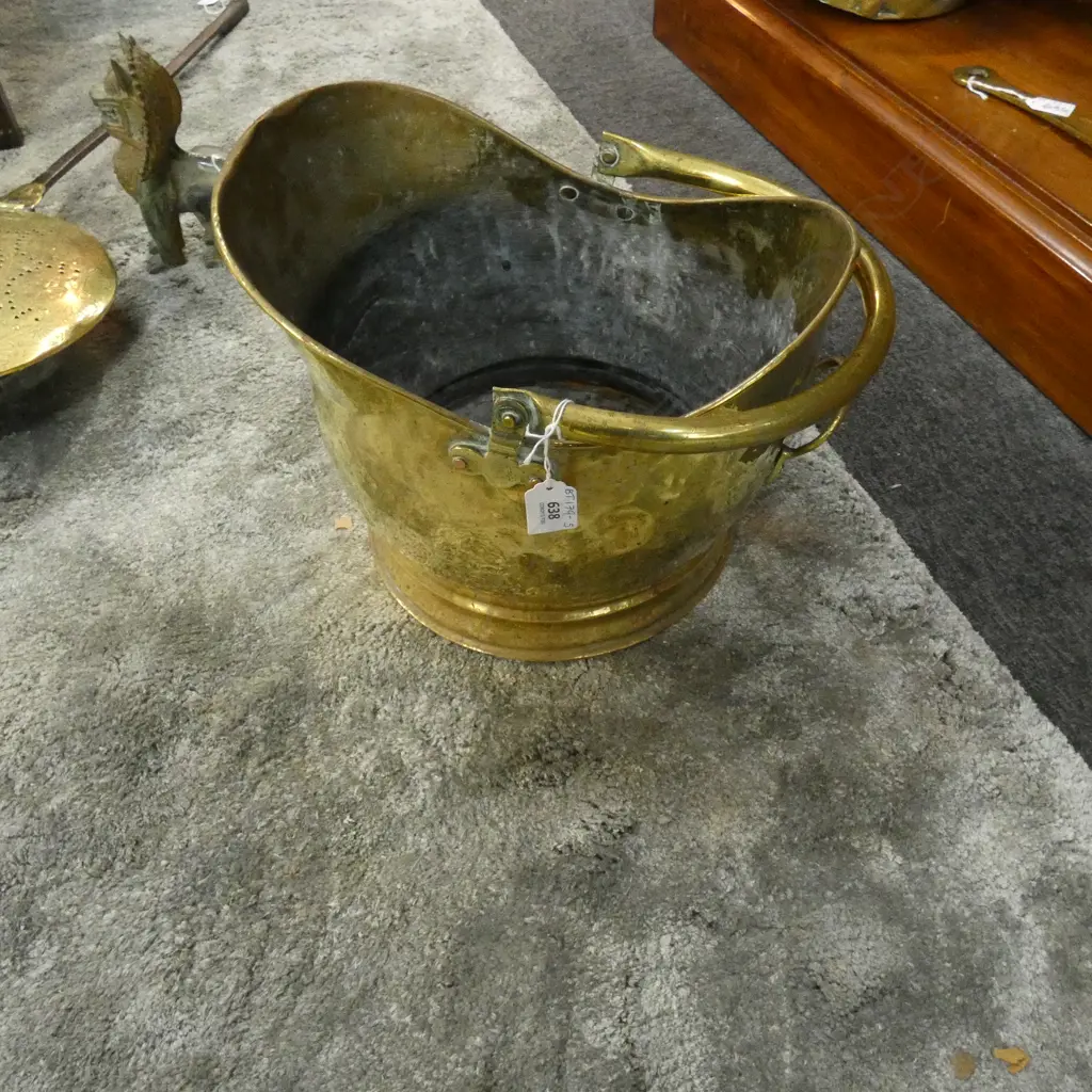 BRASS COAL SCUTTLE L 330mm. Image 1++
