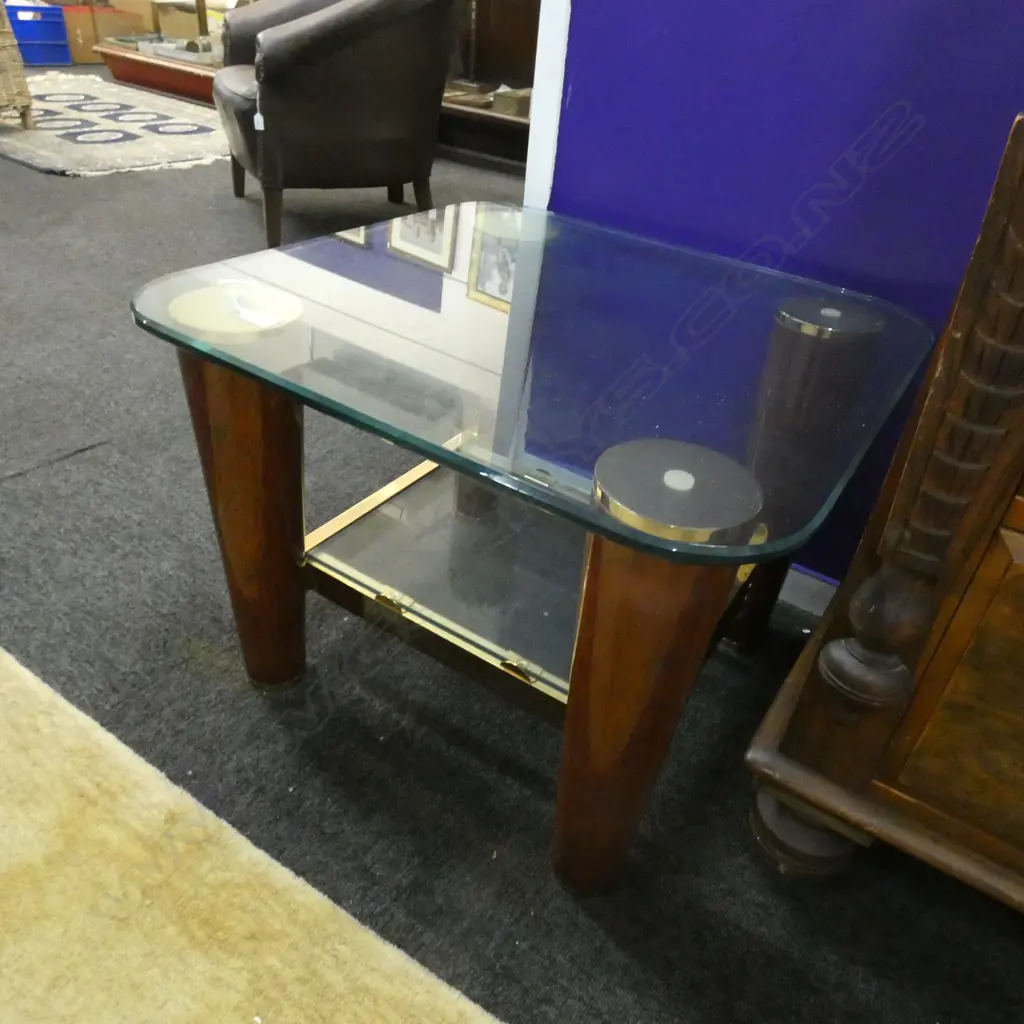 PR GLASS TOPPED CONTEMPORARY SIDE TABLES  Ex Sultan of Brunei Image 1++