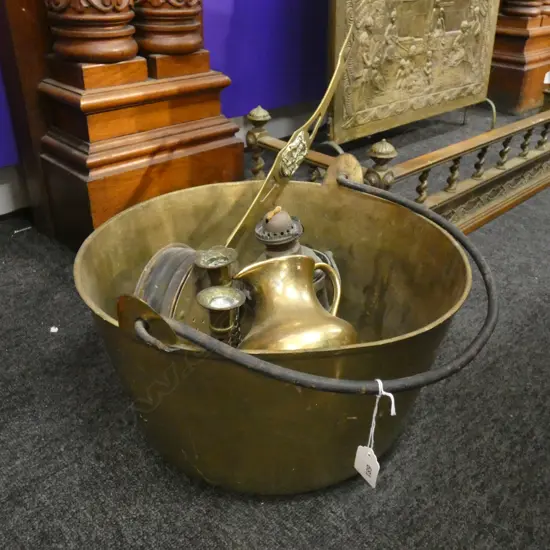 BRASS PAN & CONTENTS